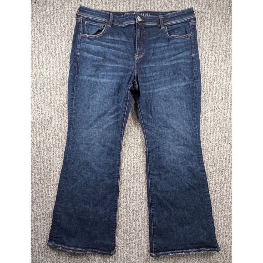 American Eagle Kick Boot Jeans Womens 20 Short Blue Super Stretch Dark Wash
